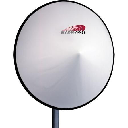 RADIOWAVES 5.25-5.85 GHz 2' dia. para- bolic antenna. 28.3 dBi gain @ mid-band. DUAL polarization. N/f connector. Incl adjust mount & Radome.