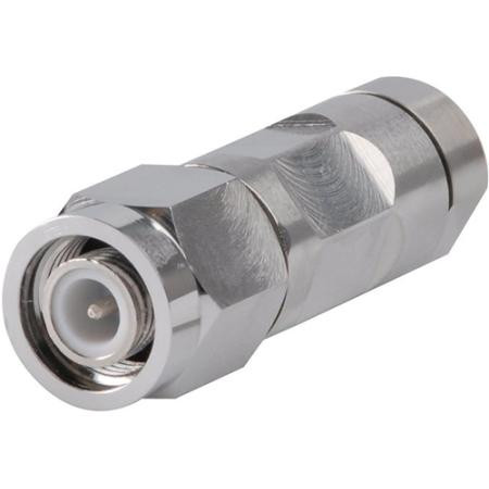 COMMSCOPE TNC Male: 1/4" LDF1-50 cable. Straight, self-flare outer contact, solder inner contact, silver center pin, trimetal body.