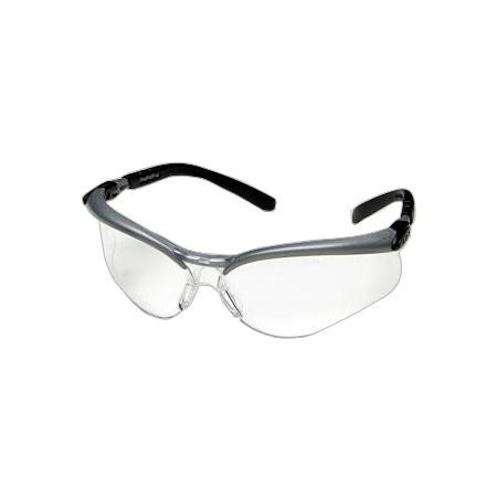 3m, BX silver and black frame safety glasses. Clear anti-fog lens. Adjustable temple lengths.