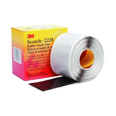 3M 2228 Rubber Mastic Tape is a self-fusing rubber-based compound bonded to a moisture sealing mastic. Insulate, pad, seal bus bar & splices. 65 mil. 1"x