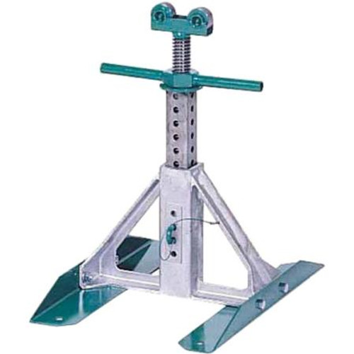 GREENLEE Screw Type Reel Stand. Ranges from 13" to 28", 14 1/2" base, wide welded for added stability. 2,500 lbs capacity each 28"-- 56" reel diameter