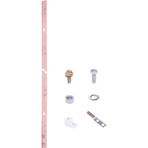 HARGER Vertical mount ground bar. 1/4" x 5/8" x 72" bar with threaded hole pairs on 5" centers.