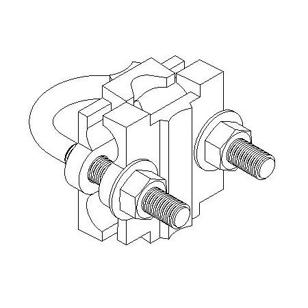 HARGER U-Bolt Ground Rod Clamp. Bronze clamp, SS Steel u-bolt. Accom. 2 horizontal condctrs. up to 250MCM & 1 vertical thru 500MCM. Fits ground rods t