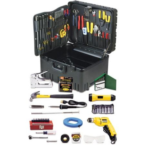 Deluxe Communications Tool Kit includes 110 most frequently used tools in the installation and maintenance of communications equipment. Housed in Whee