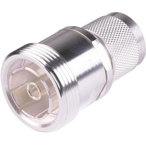 RF INDUSTRIES 7/16 DIN female to N Male straight adapter. Silver plating, non-magnetic. Low Pim <lt/>-150dBc , VSWR: <lt/>1.10:1 up to 5,500 MHz.