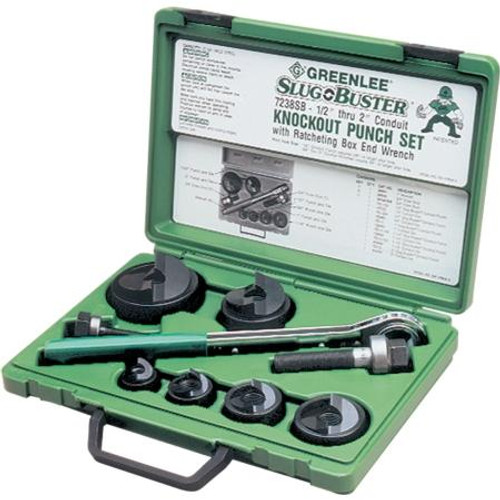 GREENLEE 1/2"- 2" Conduit Size Slug-Buster Knockout Punch Kit with Ratchet Wrench; Hole Size: Hole Size: 10 / 3.5 Inch, 10 (mm)