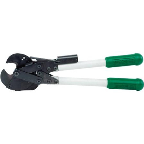 GREENLEE 750 kcmil Ratchet Cable Cutters. Hi-leverage for easier cutting Anti-slip mechanism ensures positive ratcheting; lightweight fiberglass.