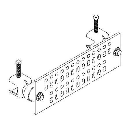 HARGER 1/4" thick x 4" wide x 12" long ground bar w/ insulators and angle brackets. 48 pre-drilled 7/16" holes & slots, 2 pairs spaced 3/4" & 1" on cente