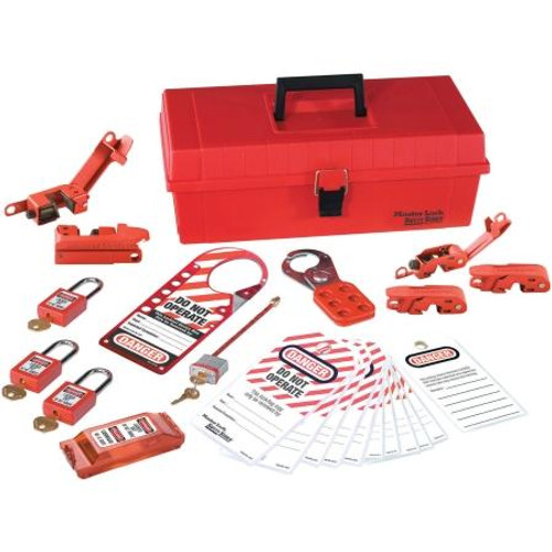 MASTER LOCK Electrical Lockout Kit with the most frequently used Lockout devices (3)Padlocks; (1) Circuit Breaker Padlock (1) Hasp; (1)227V breaker lock & more.