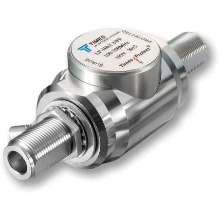 TIMES MICROWAVE 100-700 MHz Surge Arrestor. 750 Watts power handling. DC Blocked. Max surge 20kA. N Female termination on each port.