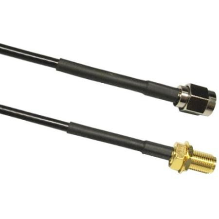 WIRELESS SOLUTIONS 18" TWS-100 Antenna extension cable with RPSMA Plug (F, 414908) to RPSMA Bulkhead Jack (M, 532836). Includes heat shrink.