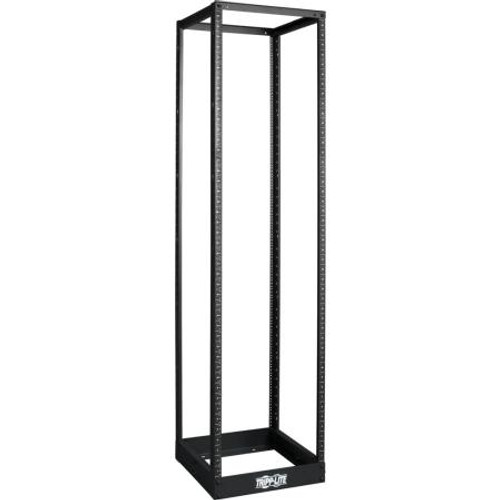 TRIPP LITE 45U 4-Post SmartRack Open Frame Rack. Supports up to 1000lbs of rackmount equipment. Square holes (black finish). Adjustable depth 24-36in.