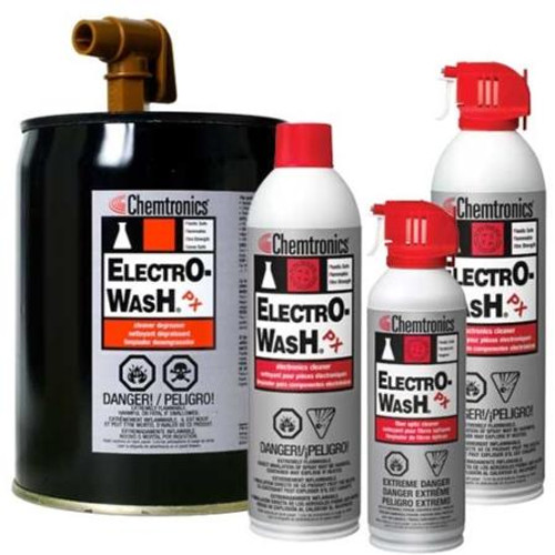 CHEMTRONICS Electro-Wash PX fast drying, one step precision cleaning and degreasing agent safe for most plastics.