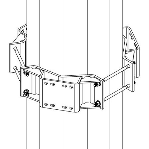 COMMSCOPE 4' Microwave Antenna Dual Ring Mount Kit. Includes ring mounts, a 4-1/2" OD x 63" long pipe, and hardware. Hot dip galvanized steel.