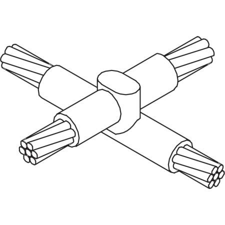 ULTRAWELD mold for making an X connection with 2/0 cable run. 200 Weld Metal.