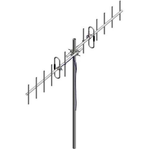 COMPROD 215-225 MHz Dual Yagi Array Antenna. Back to back configuration. N Male connector. Mounting hardware included.