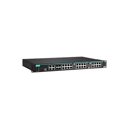 MOXA Modular managed Eth sw w/8PoE+, 4 GigE Copper/SFP, 2 Fast Eth PoE+ modules. 1 isolated PS, -40 to 75C temp. IKS-6728A-8PoE-4GTXSFP-HV-T
