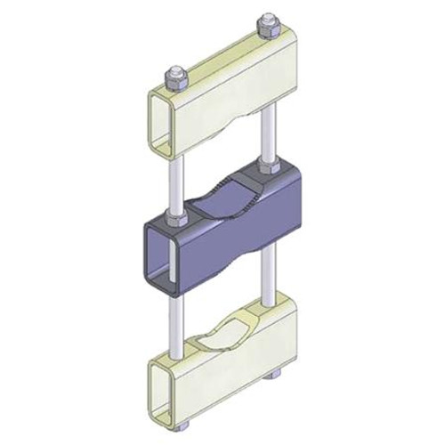 SINCLAIR Clamp assembly, 1.5"-3.5" to 1.5"-3.5", parallel pipe to pipe. Carbon steel, hot dip galvanized.