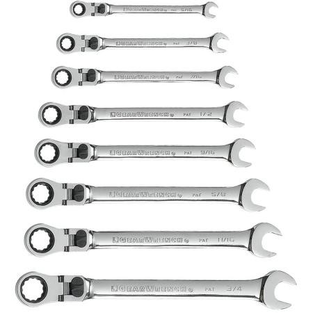 GEARWRENCH 12pc Metric Reversible Combination Ratcheting Wrench Set. Packaged in a wrench rack. Sizes 8 - 19 mm.