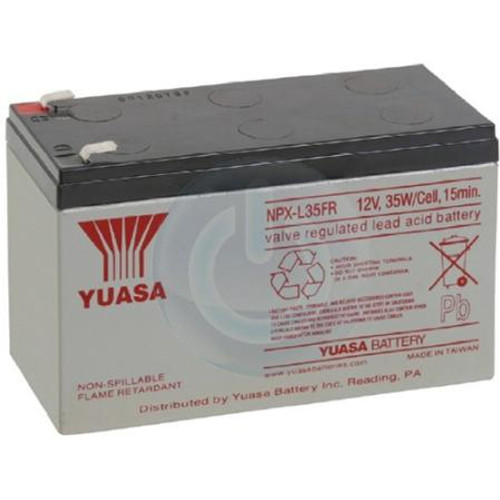 YUASA 12V 9Ah 35 Watts Per Cell Sealed L ead Acid Battery. Has 0.250 connections. 5.94" (L) x 2.56" (W) x 3.86" (H). 6.3lb