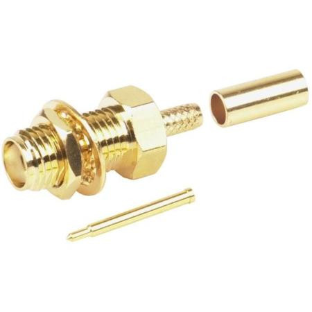 VENTEV RPSMA Bulkhead female (F) Connector for 100 Cable, Long Includes Soldered Male Center Pin for Best Performance.