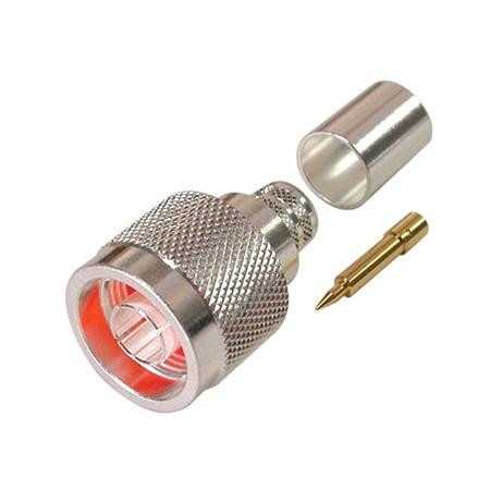 RF INDUSTRIES RF N-Male Crimp for RG-8/U and LMR-400LLPL cables. Body Plating - Silver, Contact Plating - Gold, Dielectric - PTFE