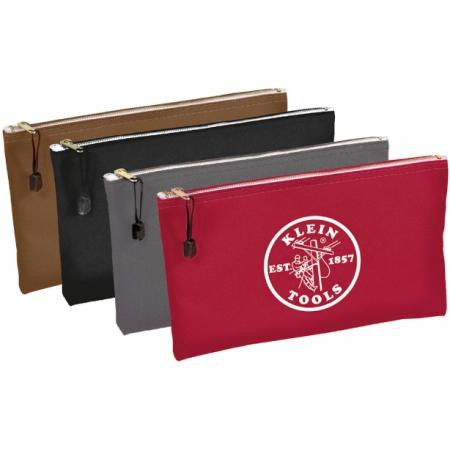 KLEIN Canvas zipper tool bags. 4 pack with red, black,brown, and gray bags.