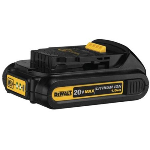 DEWALT 20V MAX Lithium Ion Compact Battery Pack, 1.5 Amp hours.