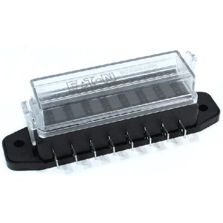 BUSSMANN 8-Pole ATM Fuse block. Features 1/4 inch quick connect terminals for #12-16 AWG wire. 60 Amps per block and 32 volts per circuit.