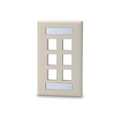 SIGNAMAX 6-Port Single-Gang Keystone Faceplate w/Labeling Windows, White