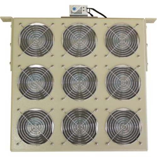 DDB UNLIMITED 990 CFM 110V (9) Fan kit tray for 19" rack with thermostat, Dual rail mounting