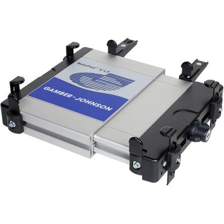 GAMBER JOHNSON NotePad V-LT Universal Computer Cradle With Zero Edge Clips. Adjusts to fit laptops 8.2" - 11.8" wide 7.58" - 9.33" deep, 0" - 1.5" thick.