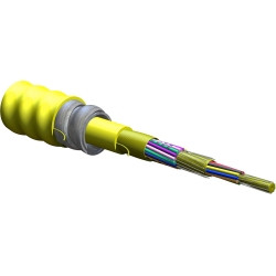 CORNING 24 fiber MIC cable. Plenum SMFe .65/.50 db/km. Print in ft. Interlocking armor with outer jacket.