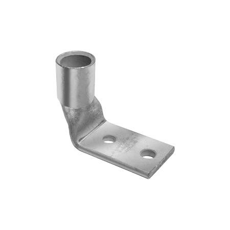 BURNDY Two Hole Lug Long Barrel #6 AWG, 1/4" Stud, 5/8" Space, 0.45" Tongue width- 90 Degree. Navy