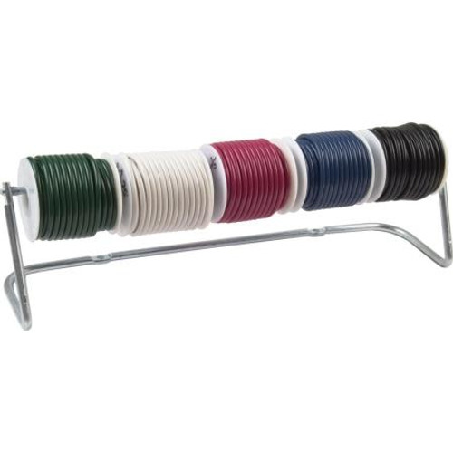 CONSOLIDATED WIRE 16 AWG QTY (5) 25ft Spools of Copper Wire, PVC Insulated. 5 Assorted Colored wire with a mounting rack.