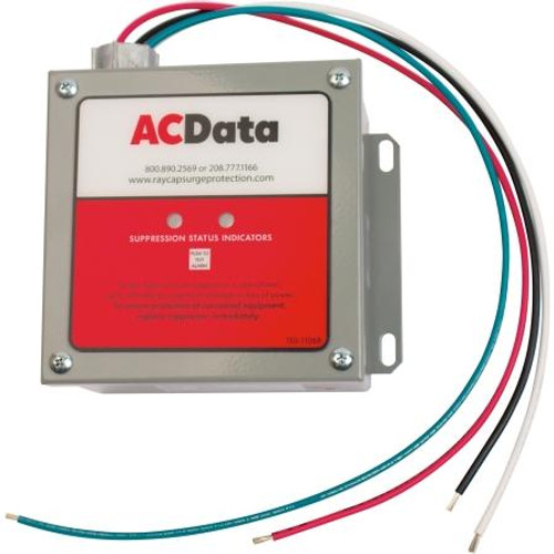 AC DATA SYSTEMS 120/240 VAC Power Surge protection. Push to test diagnostics. Built with EMI/RFI filtering. 100 kA Max surge current capacity. 1-Phase.