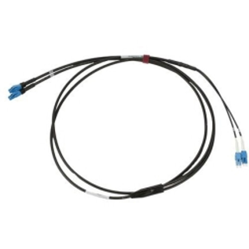 Commscope bend insensitive singlemode fiber LC to LC, 4 fiber distribution cable, ruggedized riser rated, with black jacket. 1 Meters in length.