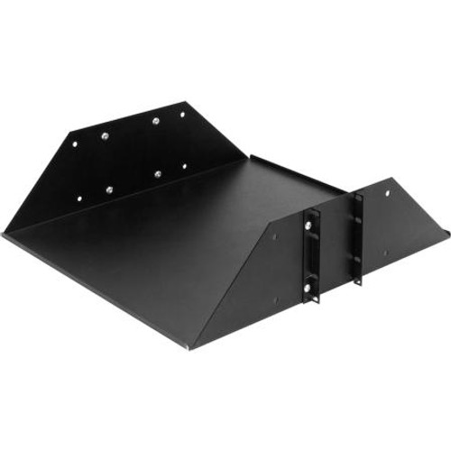 BUD INDUSTRIES Non-Ventilated shelf for 19" rack. Made of 16 gauge steel and are center mounted shelf mount between rails Black Finish includes mounting hrdwr