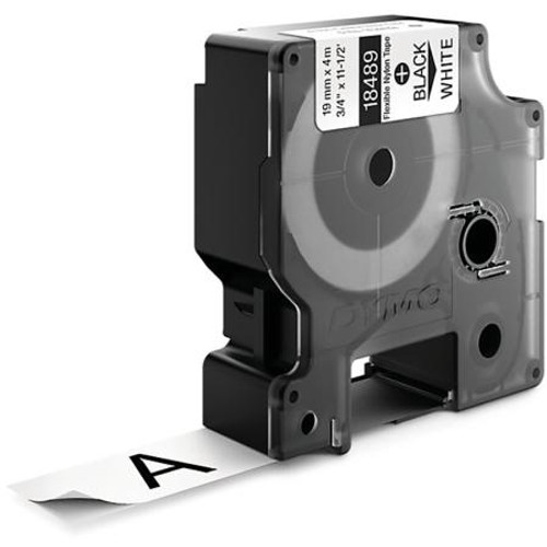DYMO 3/4" x 11-1/2' Black and white label tape cartridge for indoor use. Tape can withstand temperatures between -.4 and 248 degrees Fahrenheit.
