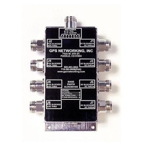 GPS NETWORKING GPS Amplified Splitter is a one input, eight output device with 14dB typical gain. Passes all GNSS freqs. N female terminations.