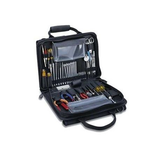 JENSEN 49-Piece workstation tool kit in a rugged case with padded external pockets. Quality tool selection for service and maintenance.