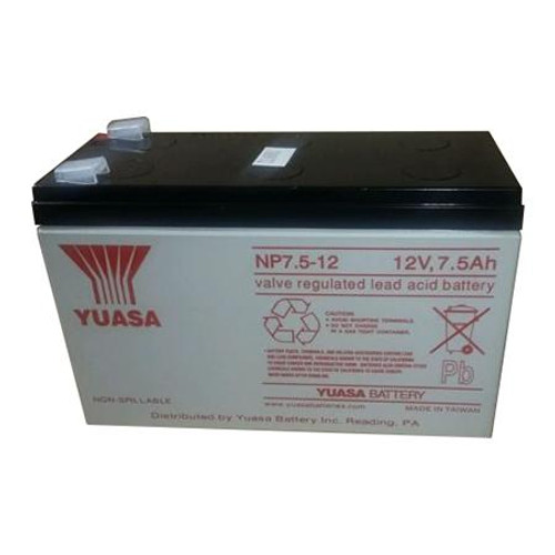 YUASA 12V 7.5 Ah sealed lead acid battery 5.95 x 2.56 x 3.84."