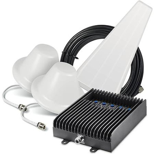 SURECALL Fusion5s Voice and Data Home Cellular Signal Booster.Includes Outside Yagi Antenna with two inside dome antennas. 30' X 75' Coax Cable.