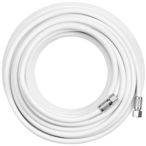 SURECALL 50' Low loss RG-6 jumper with F male connectors on both ends. White jacket.