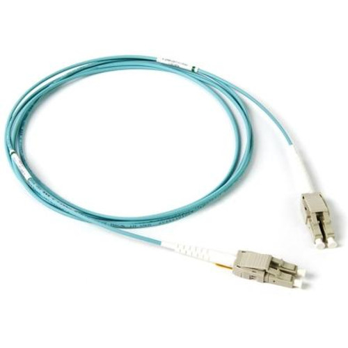 COMMSCOPE 1 meter LazrSPEED 550 duplex multimode (OM4) riser patch cord with LC connectors on both ends.