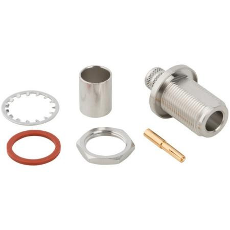 AMPHENOL N-Female straight crimp bulkhead RF connector for LMR-400.