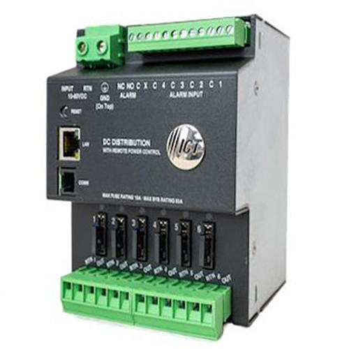 ICT DIN Rail DC Power Distribution with remote access and control, 6 load outputs. GMT fuses sold separately.