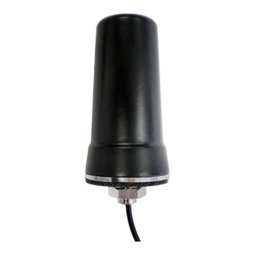 E/M WAVE IP66 Rated LTE Broadband/ Multiband 698-960 /1710-2700 MHz Antenna Black, 3/8” (M-10) Hole, Bulkhead, 2' Low Loss 100 cable w/SMA Plug connector