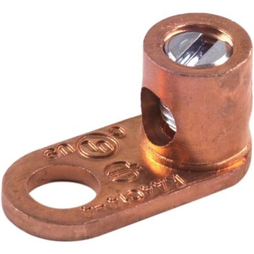 BURNDY mechanical lug. For joining 14-4 gauge cable to equipment pads or terminal blocks. Single 1/4" hole. Made from high copper alloy.