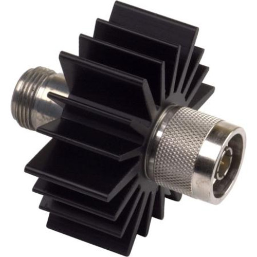 BIRD RF coaxial attenuator. 10 watts, 3dB nominal attenuation. N male to N female connectors. .